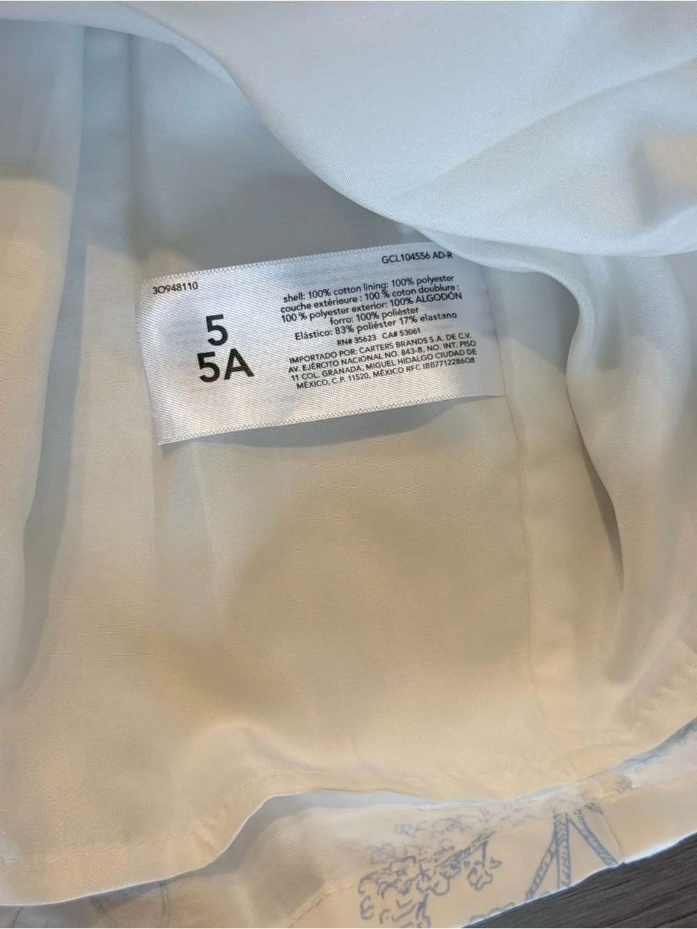 Carter's White Dress with Light Blue Scenic Print - Girls (5/5A)